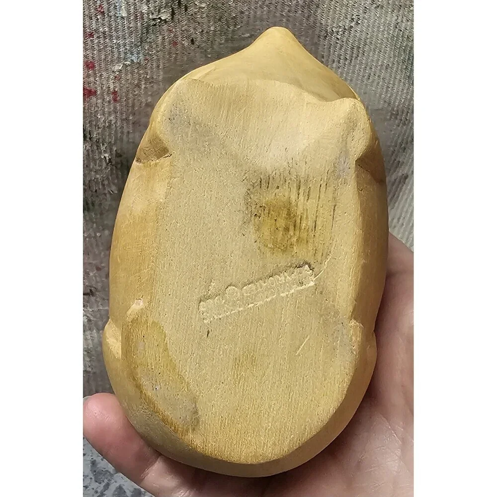 Arthur Court Designs 1980's Hand Carved Cat Wood Trinket Stash Box